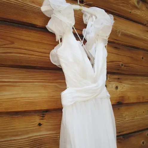 Mac Duggal 67911 Ruffled Tiered Cut Out Chiffon Gown Dress White 6