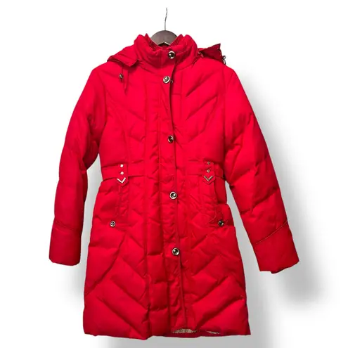 Down Long Coat Red Puffer Parka Jacket