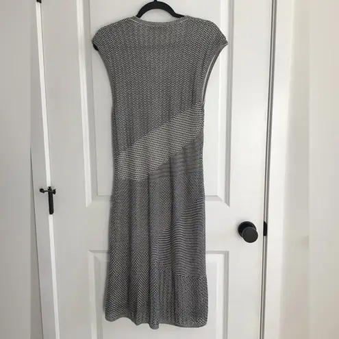 Magaschoni Womens Cotton Polyester White Blac Sleeveless Sheath Dress Size M