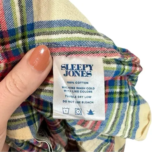 Sleepy Jones Marianne Brushed Cotton Twill Plaid Robe in Camel Red Size L