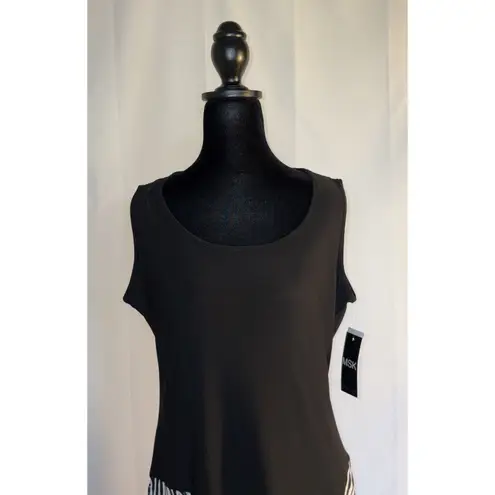 Boho,Chic,Romantic MSK Black And Whites Zebra Print Asymmetrical Hem DressSize L Size L