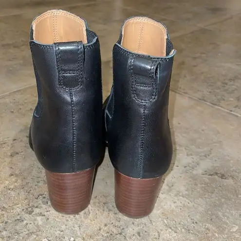 J. Crew Rory Black Leather Heeled Ankle Boots Womens Size 7.5 AR846