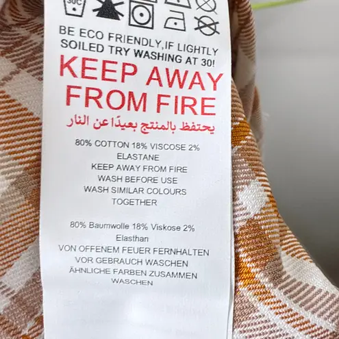 Missguided NEW NWT Orange Check Flared Trousers Size 2 Indie Y2K Schoolgirl