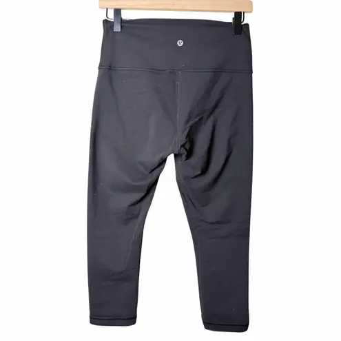 Lululemon Black Wunder Under Crop *Luon Cropped Yoga Leggings Size 8