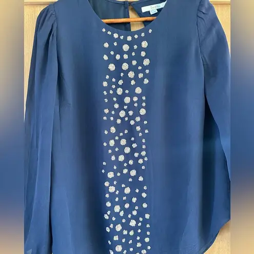 Boden Navy Long Sleeve Sequin Shimmer Blouse Women’s size 10​​