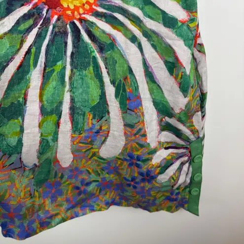 Claire Desjardins Where Butterflies and Bees Are Top 3X Floral Linen Artsy Flowy Green