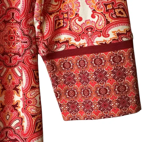 Coolibar Dress XS Womens Red White Paisley Oceanside Tunic UPF 50+ Sun Protect