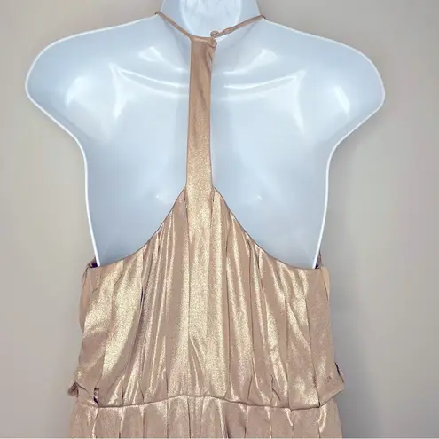 Halston Heritage Gold Metallic Carwash Dress Size M