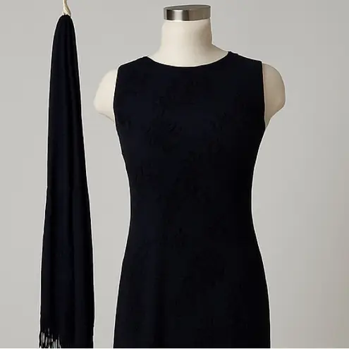 Ronni Nicole 90s Black Beaded Velvet Leaf Evening Gown Dress w/ Scarf Wrap Sz 4