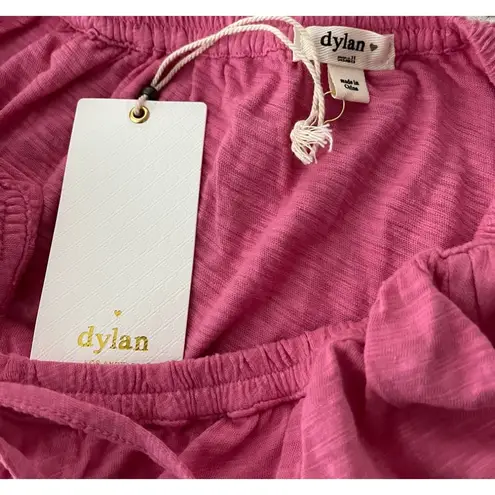 Dylan NWT, Pink Short Cap Sleeve Tie Front Cotton Top, Sz S