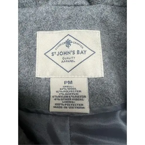 st. john's bay St. John’s Bay * Gray * Wool Blend * Double breasted ￼* Pea Coat * Sz PM NWOT