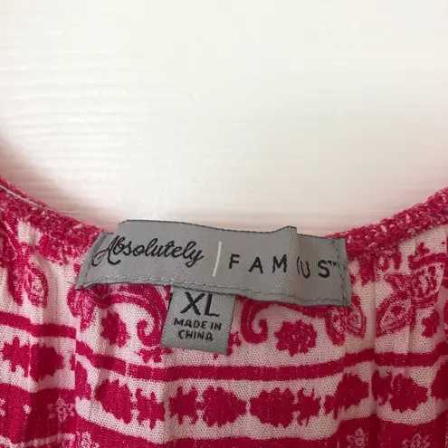 Absolutely Famous Paisley Pink Boho Bell Sleeve Top XL NWT