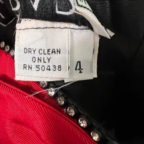 AJ Bari Vintage Red Strapless Dress Peplum w/ Bling Bow Made in USA Size 4