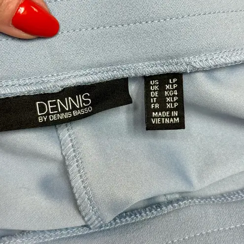 Dennis Basso Cloudy Blue Luxe Crepe Laser-Cut Ankle Pants Size Large Petite