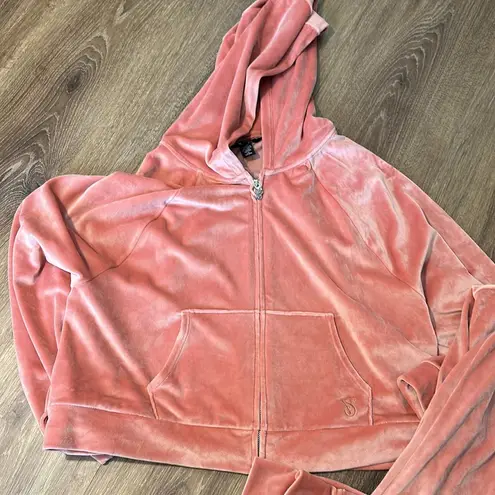 Victoria's Secret Victoria Secret Cropped Velour Track Suit peach orange size L