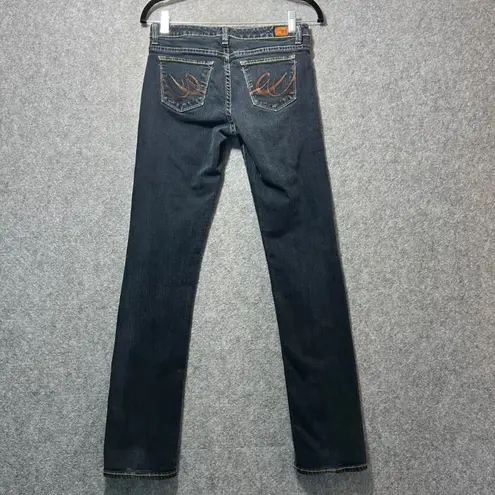 Y2K Aeropostale X2 Slim Jeans Size 0 Long Low Rise Straight Leg Dark Wash Denim Blue