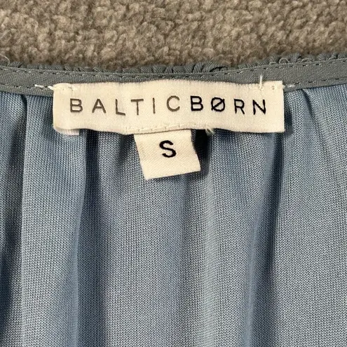 Baltic Born Smocked Waist Mini Dress Women's Small Blue Flutter Sleeve Pleated