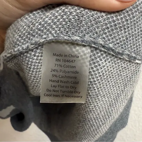 Kinross Cashmere Cotton Blend Sweater – Gray Floral Camo Print Size Small