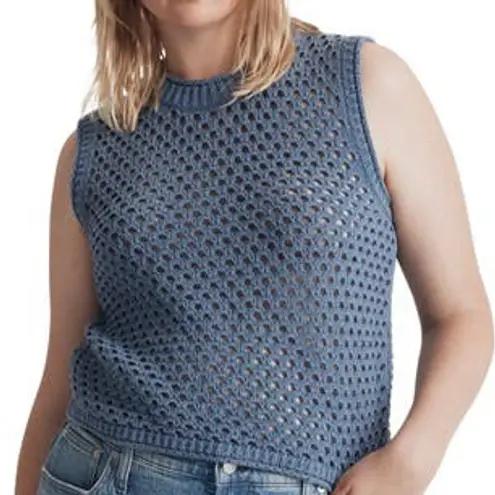 New Madewell Open Stitch Crop Sweater Vest Style NL192 Bright Ivory Size XXL White