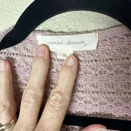 Painted Threads Open Weave Drape Front Blush Pink Cardigan Size Medium