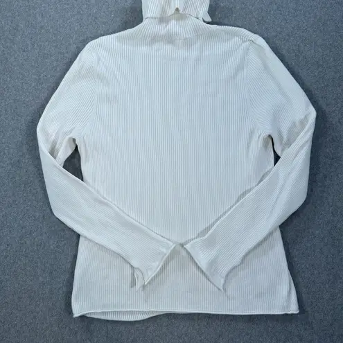 Maeve Anthropologie Ribbed Turtleneck Sweater Womens X-Large Ivory Slit Sleeve