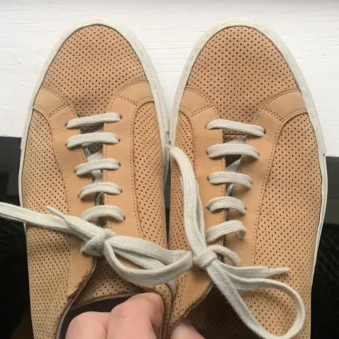 Common Projects Tan Perforated Achilles Low Sneakers Suede camel color 39 9