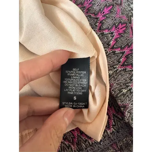 Ark & Co. Metallic Chevron Knit Bodycon Dress Small Pink Black Gold