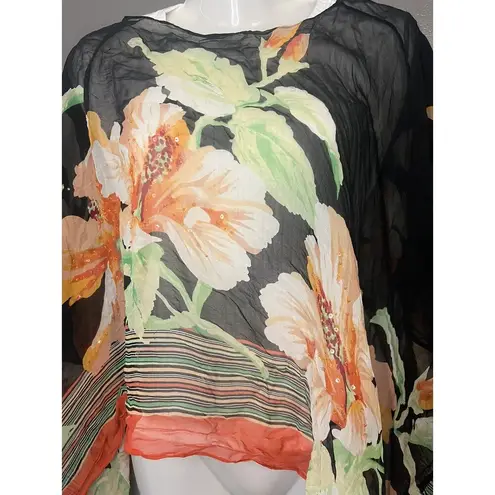 Coldwater Creek 100% Silk Sequined Floral Scarf Shawl Wrap One Size