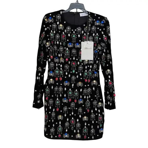 Mac Duggal NWT Size 0 LBD Style 93811 Black Long Sleeve Embellished Mini Dress