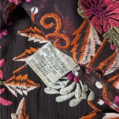 Yoana Baraschi  Anthropology Embroidered Tank Top Floral Sleeveless Boho Sheer  S