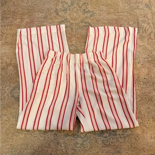 Jupee NWOT Red, White and Coral Striped High Rise Wide Leg Pants with Pockets Size M