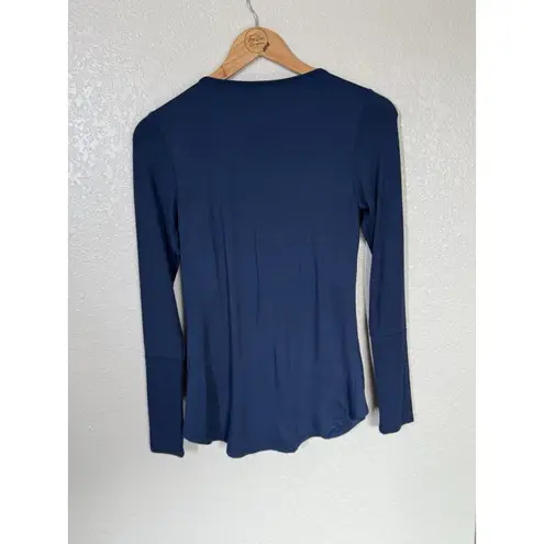 JJ Winks Navy Full Moon Long Sleeve Top Small Braless Soft Braless Sleep Blue