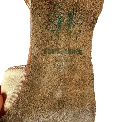 Supadance Women's Ballroom Dance Heels Bronze Satin Rhinestone Buckle Size 6.5 Gold