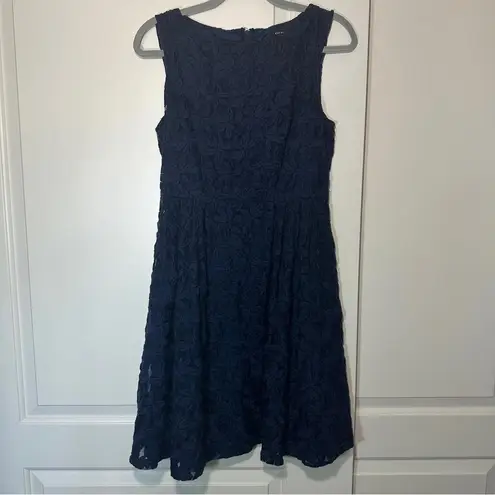 Orsay Navy Blue Floral Embroidered Lined A Line Dress Size: EU 40 or US 8