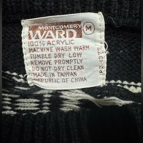 Vintage 70s Southwestern Aztec Knit Sweater Deadstock NWT Medium Black