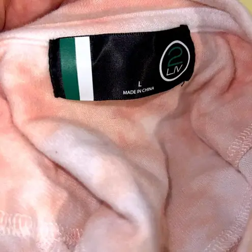 2LIV tie dye Pullover pink sweater shirt LARGE long sleeve boatneck