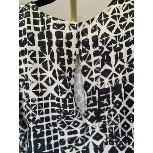 Garnet Hill Linen Shift Dress Cruise Resort Artisan Coastal Natural Fiber Tribal