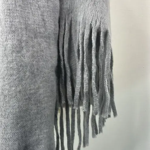 Steve Madden  Rectangular Oversized Gray Fringed Scarf