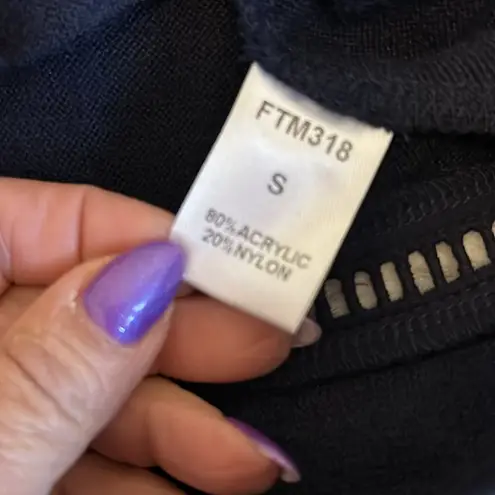 THML Embroidered Tassel Tie Top Navy/White