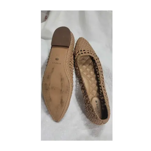Birdies Women's Goldfinch Woven Almond Toe Flat in Tan size 7.5 Bohemian Preppy
