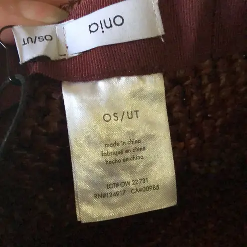 ONIA NWT Raffia Boat Hat Straw Rope Drawstring Tie Under Chin Paprika Purple Red