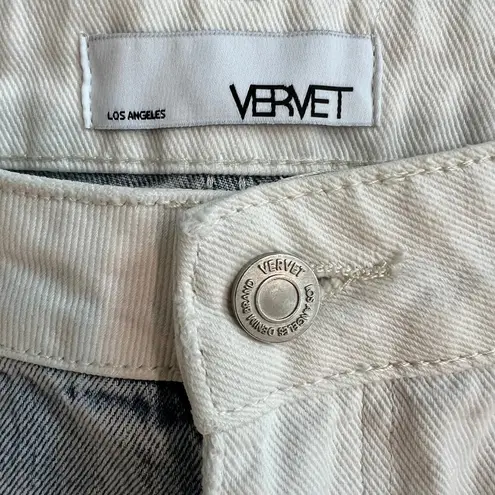 Vervet Steady Heart Split Two Tone Mom Jeans Distressed Blur White V2804 Size 30 Blue