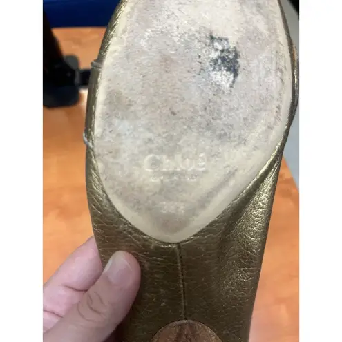 Chloé Chloe Paddington Moc Toe Loafer Ballet Flat Copper Gold Bronze SZ 7.5 designer