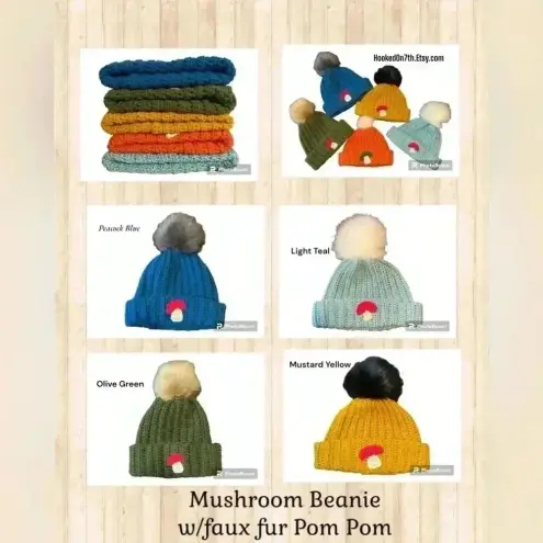 Chunky Oversized Cuffed Fall Winter Beanie Faux Fur PomPom