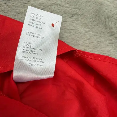 Maeve Anthropologie Tunic Top Puff Sleeve Red Blouse Collared Small