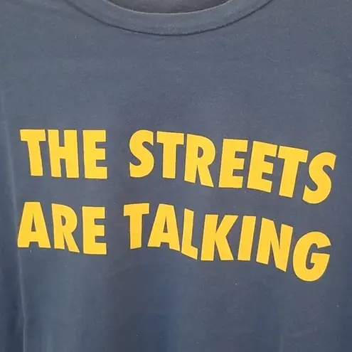 💕MOTHER💕 Rowdy Cut Off Tee ~ Streets are Talking Graphic Tee Small S NWT Blue