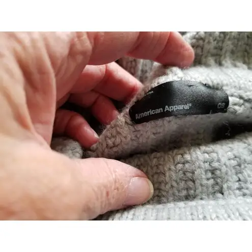 American Apparel  Gray Chunky Wool Blend Sweater Cowl Neck Long Sleeve Crop OS