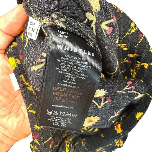 Whistles Aster Floral Textured Jumpsuit Black Yellow Print Size 0