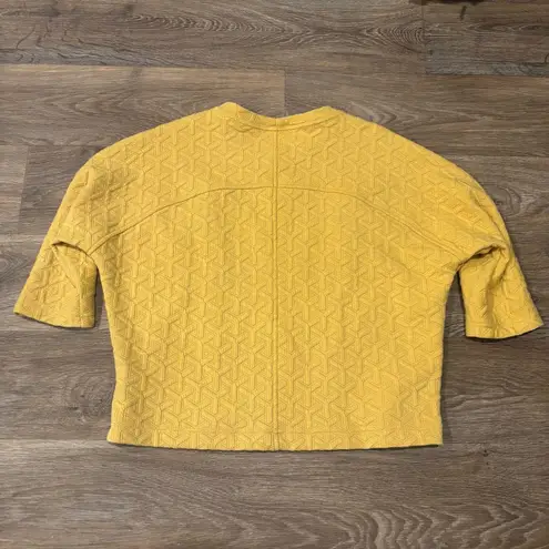 Ivy Jane Mustard Quilted Knit Top – 3/4 Sleeve Boho Western – Small - Made USA