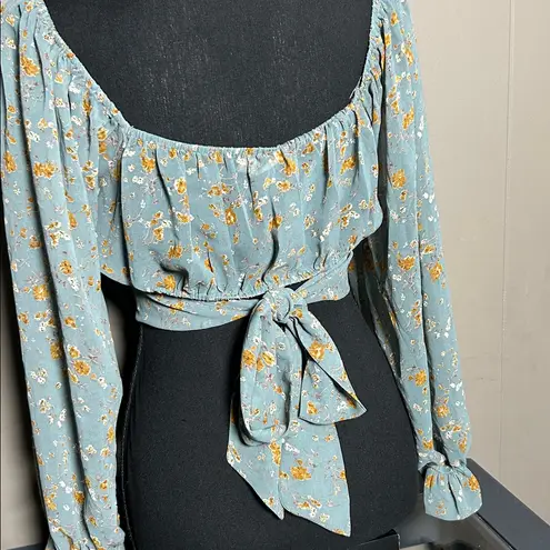 Altar'd State  Top Women's Size S Floral Blouse Cropped Tie Back - Image 5